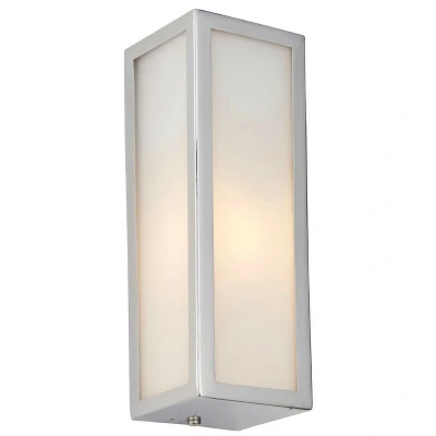 Image of Newham Outdoor Contemporary Wall Light Chrome, Frosted Glass