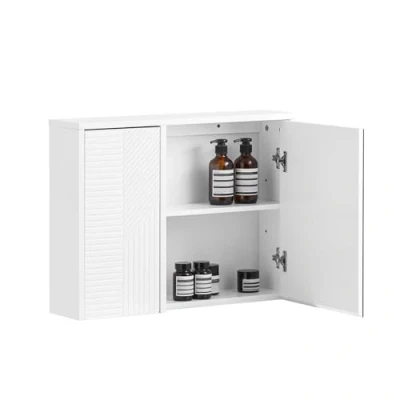 Image of SoBuy Bathroom Wall Mirror Cabinet Mounted Mirrored Storage White W60 x D15 H46cm BZR153 W