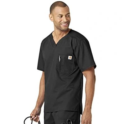 Image of Carhartt Men&#039;s Solid Ripstop Utility Scrub Top, Black, X Large