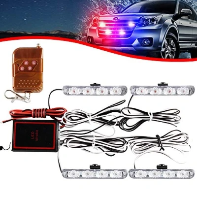 Image of 4 in 1 Strobe Warning Light DC12V Emergency Flashing Beacon Lamp Ambulance Police Wireless Remote External For Truck Trailer Caravan Camper (Red&amp;Blue)