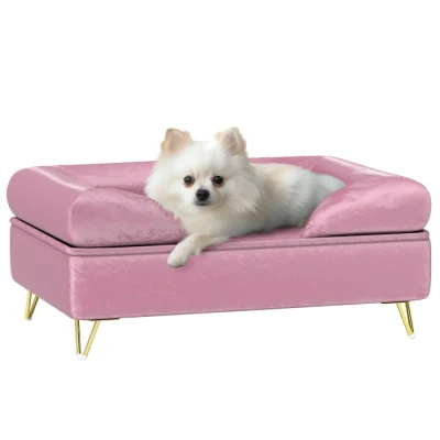 Image of PawHut Dog Sofa Pet Couch Cat Chair with Removable Backrest, Soft Cushion, Washable Cover, for Small and Medium Sized Dogs, Pink