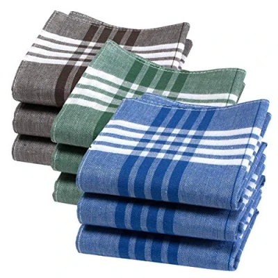 Image of merrysquare Solid and Thick Work Handkerchiefs Arthur Model Large Size 16 &quot;x16 9 Pieces 100% Cotton
