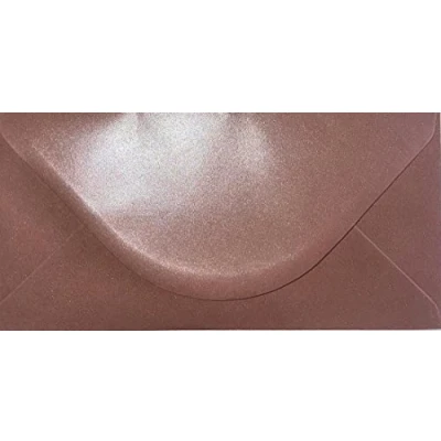 Image of DL Coloured Envelopes for Greeting Cards Wedding Invitations &amp; Crafts (110x220mm) Pack of 50 (Pearl Rose Gold)
