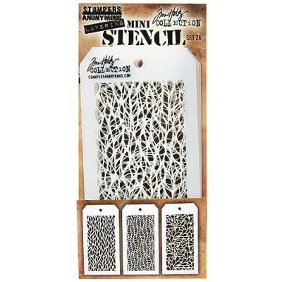 Image of Stampers Anonymous AGMST026 Tim Holtz Mini Stencil Set 26, Synthetic Material, 21.6 x 9.1 0.1 cm