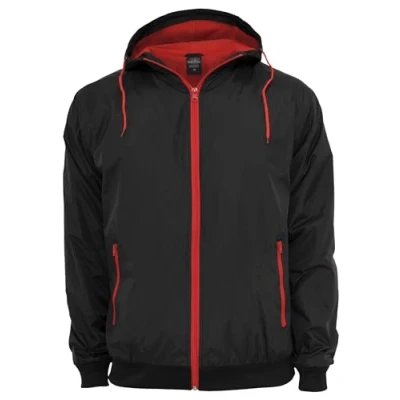 Image of Urban Classics Light jacket, Men&#039;s, Size: Medium, Black/red