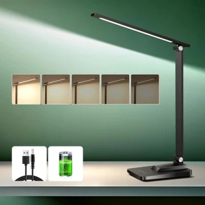 Image of Rechargeable Lamp, 3600mAh Battery Powered Lamp,10Brightness/5Colors/Memeroy Lamp,Desk Light with Timer, Eye Caring lamps Table Lamp,Flexible Cordless Lamp Desk