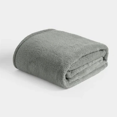 Image of Brentfords Teddy Fleece Blanket for Bed, Super Soft Warm Cosy Grey Throws Sofas Large Lightweight Plush Throw Decorative Double Throws, 150 x 200cm