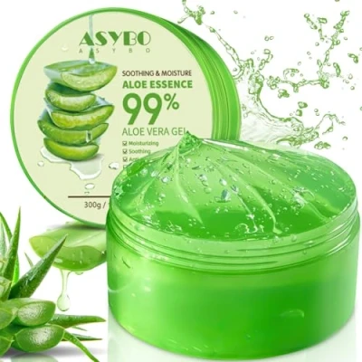 Image of ASYBO 300 ML Aloe Vera Gel 99% Organic Pure Hydrating Moisturizer, Natural Cream for Dry Skin, Sunburn, Acne