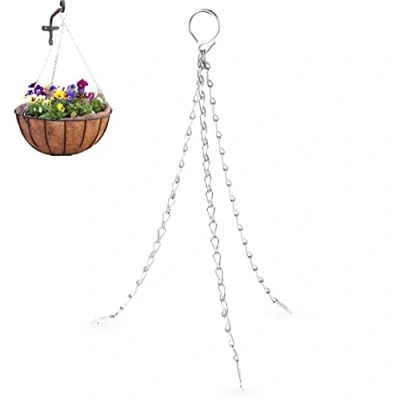 Image of DIVCHI Heavy Duty Hanging Basket Chains 3 Point 14 inches Metal Replacement Chain For Bird Feeder Flower pots &amp; Ornaments (14 inches)