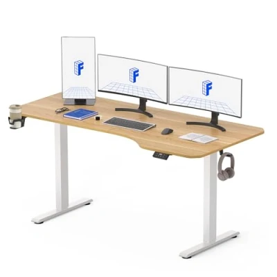 Image of FLEXISPOT 160 * 75cm Lite Electric Standing Desk Height Adjustable Sit Stand Up for Home Office (Maple)