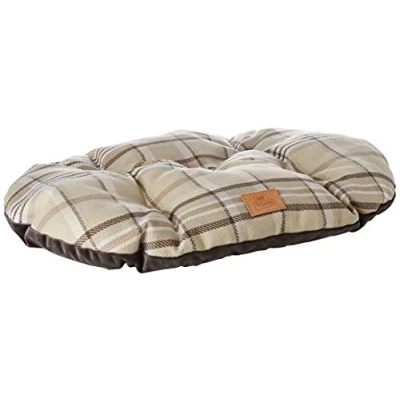 Image of Ferplast Cat And Dog Padded Cushion Scott 55/4, Double Sided, Tartan, Soft Velvet, Washable, Brown, S