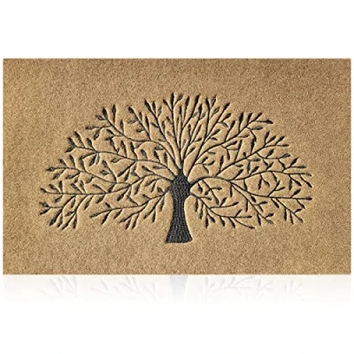 Image of AOAOPQ Welcome Mats for Front Door Inside Outdoor Mat with Non Slip Rubber Backing Entrance Entryway Hallway Kitchen Easy to Clean 40x60 cm Brown
