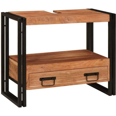 Image of Bathroom Sink Cabinet 71 x 33 58 cm Solid Acacia wood, Iron Vidaxl