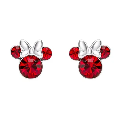 Image of Disney Minnie Mouse Red July Birthstone sterling silver Crystal Earrings E905162RJUYL