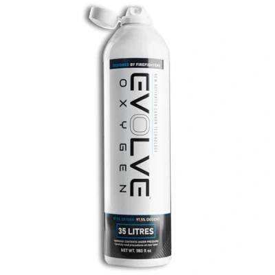 Image of EVOLVE 35 Litre Pure Oxygen Canister with Flip Top Portable Can Ideal for Home Use and Outdoor Activities Designed by Firefighters Made in Britain Pack of 1