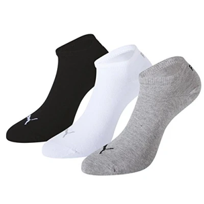 Image of Puma Mens Unisex Sneaker Plain 3 Pack in Grey/White/Black Multicolour Fabric Size EU 35 38
