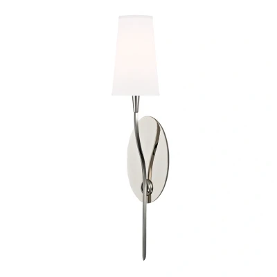 Image of Rutland 1 Light Wall Sconce Polished Nickel with White Shade