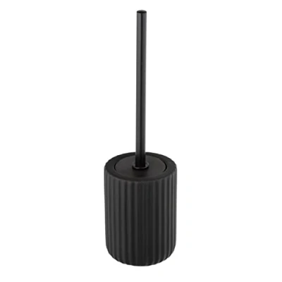 Image of WENKO Belluno Black Ceramic Toilet Brush Holder, 11,5 x 42 cm