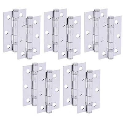 Image of HANDLEZONE® Door Hinges 5 Pairs 76mm / 3 inch Ball Bearing, with Screws Polished Chrome