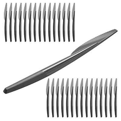 Image of Grizzly Reusable knife cutlery Set I of 30 plastic knives Stable Dishwasher safe 100% recyclable anthracite