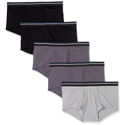 Image of Amazon Essentials Men&#039;s Tag Free Cotton Briefs Underwear, Pack of 5, Black/Charcoal/Grey, 4XL Plus