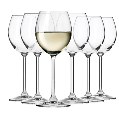 Image of Krosno White Wine Glasses Set of 6 250 ML Venezia Collection Drinking Wedding Gift Perfect for Home, Restaurants and Kitchen Dishwasher Safe Cocktail Crystal