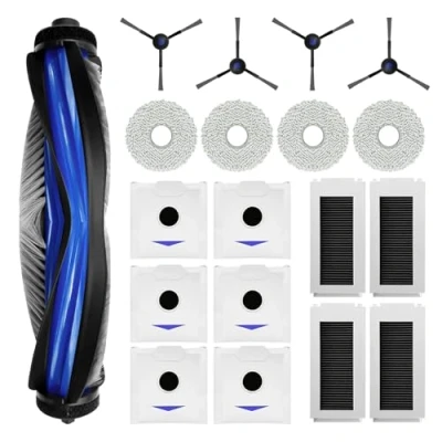 Image of 19 Piece Accessory Set for Ecovacs Deebot N30 Pro OMNI/N30 OMNI Robot Vacuum Cleaner, 1 Main Brush, 4 Filters, Wipes, Side Brushes, 6 Dust Bags, Replacement Parts Cleaner Accessories