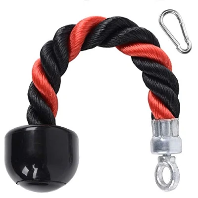 Image of XYZDOUBLE Tricep Rope Cable Attachment Nylon Triceps Pull Down Cord with Non Slip Handlestraining Multi Gym Fitness Workout Biceps or Home Black Red