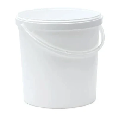 Image of Pack of 5 x 20 Litre White Round Plastic Bucket with Lid &amp; Handle