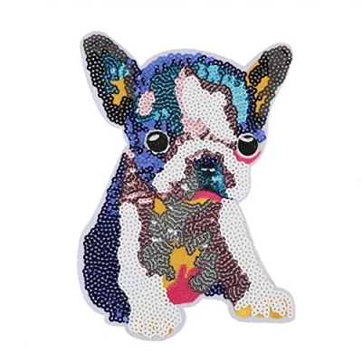Image of Iron Aon Patches for Clothing Embroidered Animal Dog Jackets Sew On Applique Decoration Patch Clothes Repair