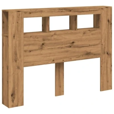 Image of vidaXL LED Headboard Artisan Oak, Engineered Wood, RGB Lights, Bedroom Decor, Back Support, 140x18.5x103.5 cm