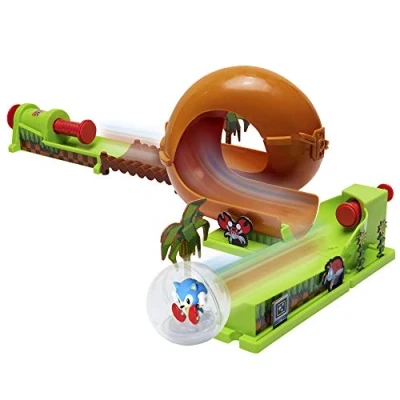 Image of Sonic The Hedgehog Pinball Green Hill Zone Track Play Set Looping Action &amp; Automatic Bumper 9Piece with Exclusive Sphere Included