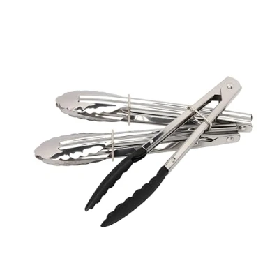 Image of Wiltshire Classic Mini Kitchen Tongs 13cm, Set of 3, Cooking &amp; Serving, Salad, Heat Resistant Utensil, Non Stick, Scratch, 1 x Scratch Head, 2 Stainless Steel, 13x11x3cm, Silver Black