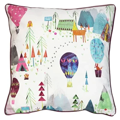 Image of Prestigious Textiles Away We Go Abstract Cushion Purple Cotton One Size
