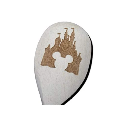 Image of FastCraft WALT DISNEY MICKEY MINNIE MOUSE EARS CASTLE INSPIRED WOODEN BAKING SPOON KITCHEN COOKING BIRTHDAY PRESENT GIFT FAN LASER ENGRAVED
