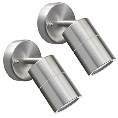 Image of 2 x Adjustable Outdoor Wall Light Stainless Steel IP44 35w (ZLC010) Zenon Lighting Collection