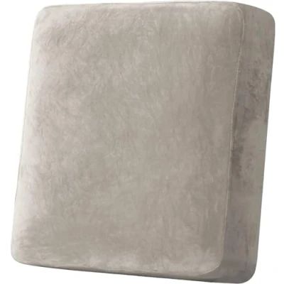 Image of LINGKY Sofa Seat Cushion Cover, Slipcovers Stretch Velvet, Universal Non Slip Couch Covers Replacement for Individual Furniture Protector (Oatmeal,Large 1 Seater)