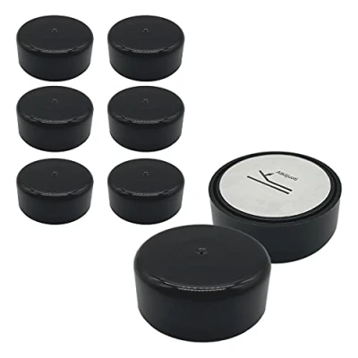 Image of SKIR&#039;CO (Pack of 8 pcs Height Adjustable Plastic Furniture Legs, Round Ø 55 mm, Self Adhesive Feet, With Stickers (8, Glossy Black)