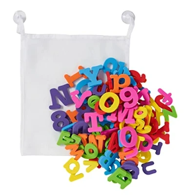 Image of THE TWIDDLERS 100 PCS Bath Foam Letters with Mesh Bag Educational Play Toy