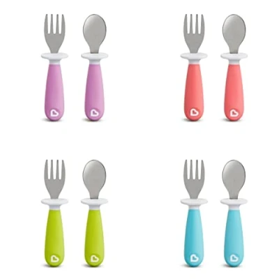 Image of Munchkin Raise Toddler Fork And Spoon Set (1 &amp; 1 Spoon) Assorted Colours