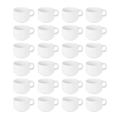 Image of Olympia Athena Stacking Cups 200 ml / 7 oz (Pack of 24), White Porcelain, Teacups and Coffee Cups, Catering Equipment, Chip Resistant, Fits Saucer CC202, Microwave Dishwasher Safe, CC200