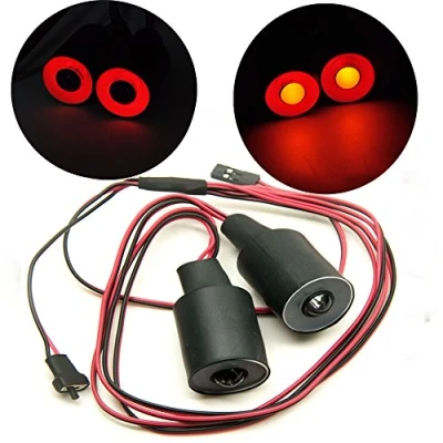 Image of AXspeed 22mm 2 Leds Angel Eyes LED Light Headlights/Taillight for 1:10 RC Crawler Car (Red+Yellow)