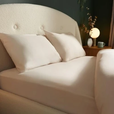 Image of Silentnight Brushed Cotton Single Fitted Sheet Soft Velvety Touch 100% Cosy Warmth Feel for Colder Nights Breathable Lightly Hypoallergenic Sheet, Bed, Natural