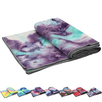 Image of Yoga Towels, Non Slip Hot Towel Skidless Waffle Texture, 100% Absorbent Odorless Microfiber Blanket, Standard Sized 24 inchx72 inch Mat Towel,for Yoga, Bikram, Pilates (Green &amp; Pink)