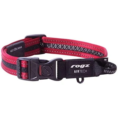 Image of Rogz Airtech Classic Dog Collar Rock Red Medium 26 40cm