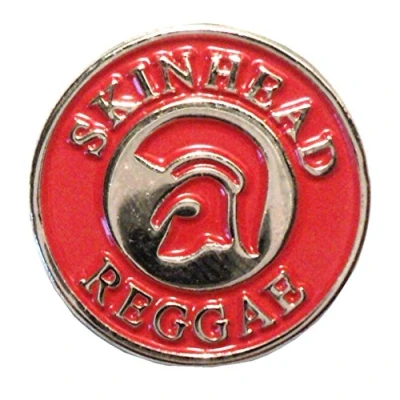 Image of Skinhead Reggae Trojan Helmet Red MOD Scooter Metal Enamel Badge