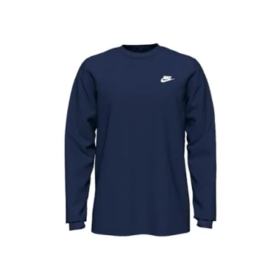 Image of Nike AR5193 410 M NSW Club TEE LS Sweatshirt Mens Midnight Navy/(White) XS