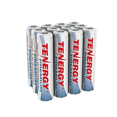 Image of Tenergy Premium Rechargeable AAA Batteries, High Capacity 1000mAh NiMH Cell Battery, 12 Pack