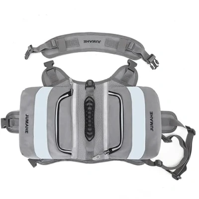 Image of NP Dog Saddle Bags Harness Backpack with Reflective Tape, Waterproof Adjustable Wiring Vest for Medium Large Dogs Hiking Travel Camping (Grey)