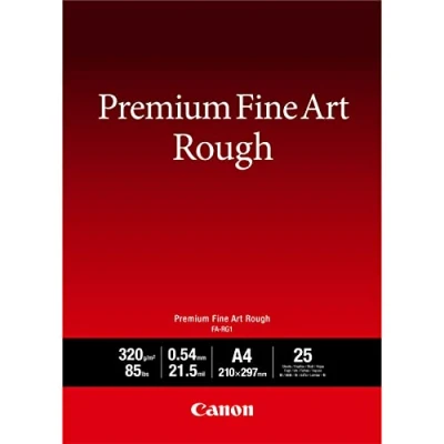 Image of Canon Premium FA RG1 Uncoated 21.5 Thousands of an Inch A4 (210 x 297 mm) 320 g/m² 25 Sheets Paper for Fine Arts Black